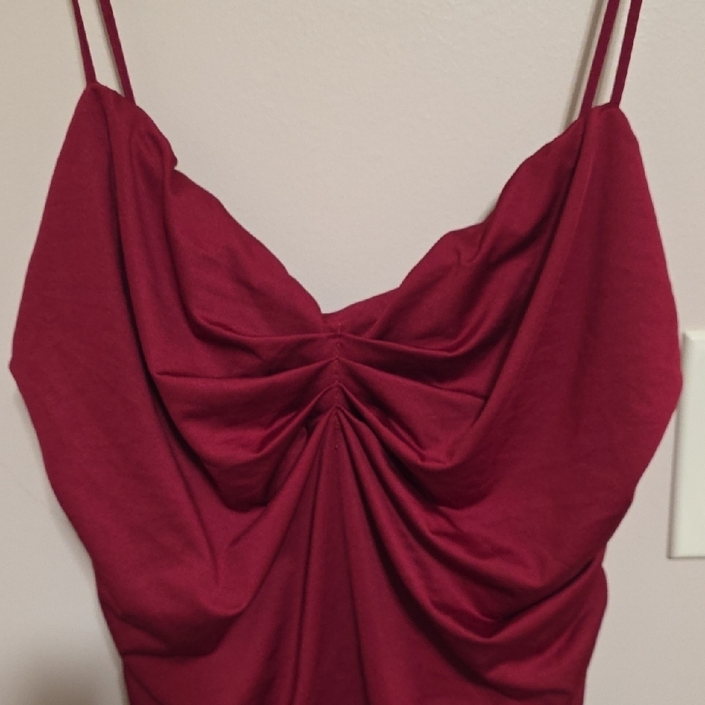 Chic Strapless Burgundy Dress - Picture 2 of 8